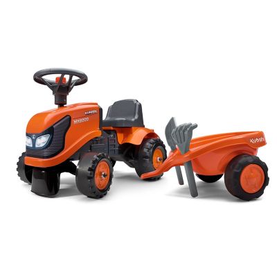 Falk Kubota Tractor Ride-On and Push-Along with Trailer, for Ages 1.5-3 years, FA260