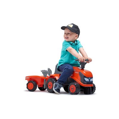 Image showing  Kubota Tractor Ride-On and Push-Along with Trailer, Ages 1.5-3
