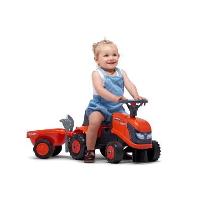 Image showing  Kubota Tractor Ride-On and Push-Along with Trailer, Ages 1.5-3