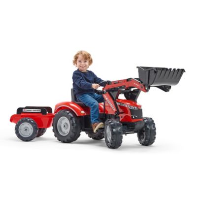 Image showing  Massey Ferguson 8740S Pedal Tractor Ride-On Toy with Front Loader and Trailer, Ages 3 and Up