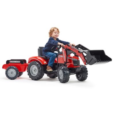 Image showing  Massey Ferguson 8740S Pedal Tractor Ride-On Toy with Front Loader and Trailer, Ages 3 and Up