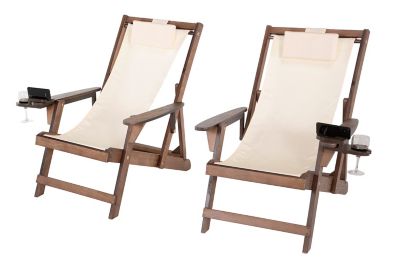 W Unlimited Romantic Collection Canvas Sling Chairs with Cup and Wine Holder, 2 pk.