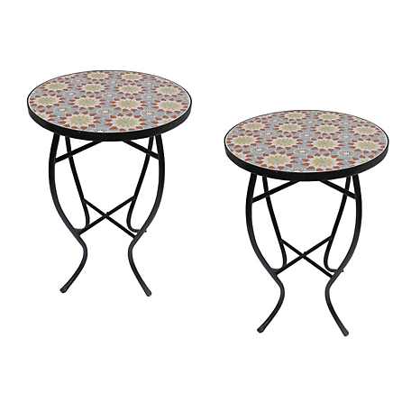 W Unlimited Mosaic Art Collection Floral Accent Tables, 2 pc.