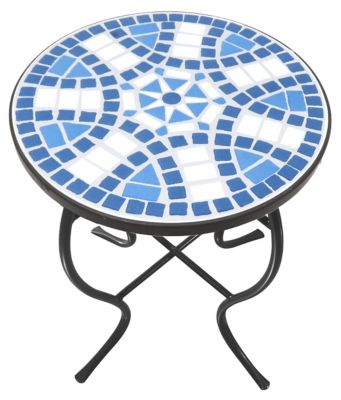 W Unlimited Mosaic Art Collection Blue Daisy Accent Table