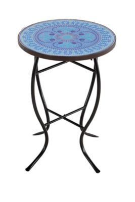 W Unlimited Mosaic Art Collection Pansies Blue Accent Table