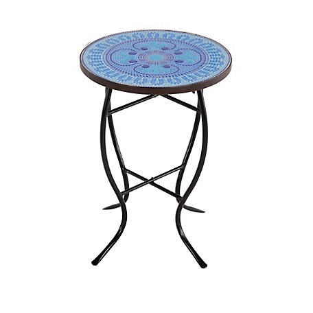 W Unlimited Mosaic Art Collection Blue Pansies Accent Tables, 2 pc.
