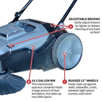 Image showing  38 in. Commercial Push Sweeper with Triple Power Brooms