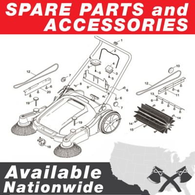 Image showing 8 th Tomahawk 38 in. Commercial Push Sweeper with Triple Power Brooms