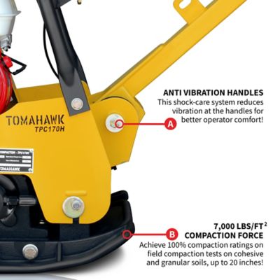 Image showing 6 th Tomahawk Power 6.5 HP Honda Vibratory Reverse Hydraulic Plate Compactor for Soil Gravel