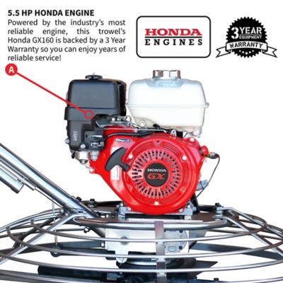 Image showing  36 in. Concrete Power Trowel with 5.5 HP Honda Engine Combo Blades and Float Pan Cement Finishing Tool