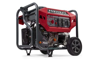 Powermate 6,000-Watt Dual Fuel Portable Generator with Co-Sense, Red/Black