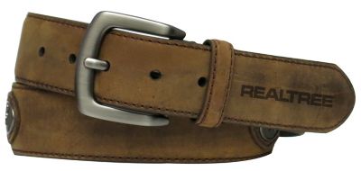 Realtree Unisex 38 mm Full-Grain Leather Belt with Edge Camo Insert Tab and Antler Ornament