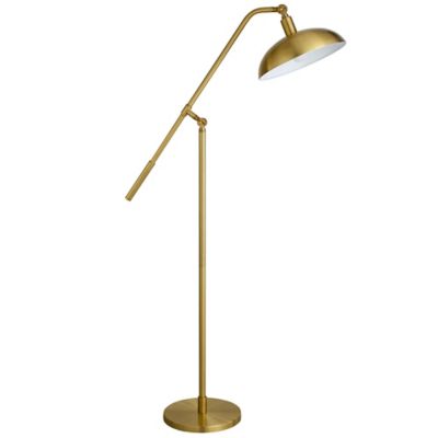 Hudson&Canal 62 in. Hudson & Canal Devon Brushed Brass Floor Lamp with Boom Arm