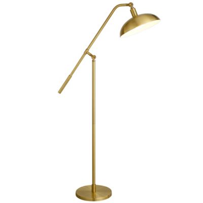 Image showing  62 in. Hudson & Canal Devon Brushed Brass Floor Lamp with Boom Arm