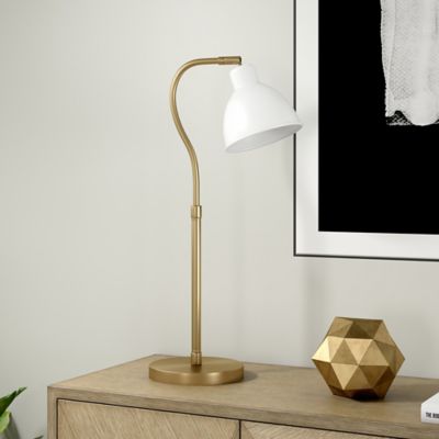 Image showing  Vincent Table Lamp with Matte White Shade, Brass