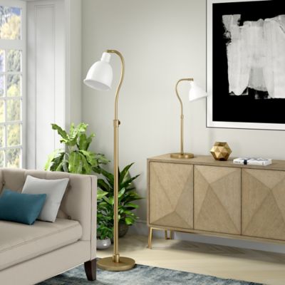 Image showing  Vincent Table Lamp with Matte White Shade, Brass