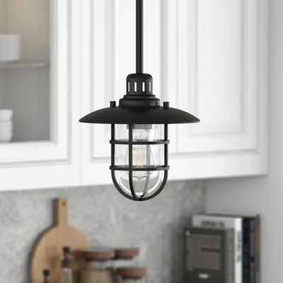 Image showing  1-Light Bay Lantern Pendant Light, Blackened Bronze
