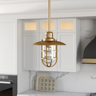 Image showing  1-Light Bay Lantern Pendant Lighting Fixture, Brass