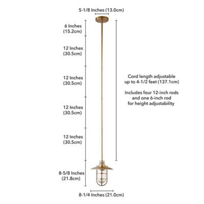 Image showing  1-Light Bay Lantern Pendant Lighting Fixture, Brass