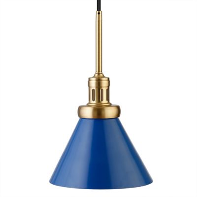 Image showing  1-Light Zeno Metal Pendant Light, Blue/Brass