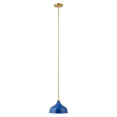Hudson&Canal 1-Light Mackenzie Metal Pendant Light Fixture, Blue/Brass