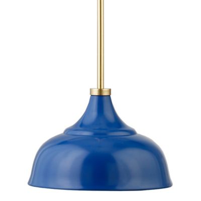 Image showing  1-Light Mackenzie Metal Pendant Light Fixture, Blue/Brass