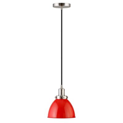 Hudson&Canal Madison Metal Pendant Light, 8 in., Poppy Red/Polished Nickel
