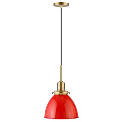 Hudson&Canal Madison Metal Pendant Light, 12 in., Poppy Red/Brass