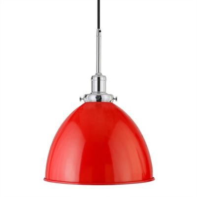 Image showing  1-Light Madison Metal Pendant Light, 12 in., Poppy Red/Polished Nickel