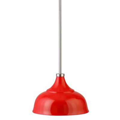 Image showing  1-Light Mackenzie Metal Pendant Light, Poppy Red/Polished Nickel