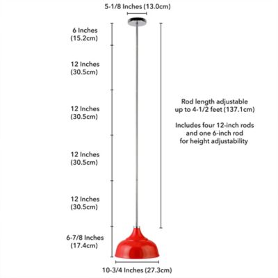 Image showing  1-Light Mackenzie Metal Pendant Light, Poppy Red/Polished Nickel