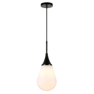Image showing  1-Light Ambrose Glass Pendant Light, Blackened Bronze/Milk White
