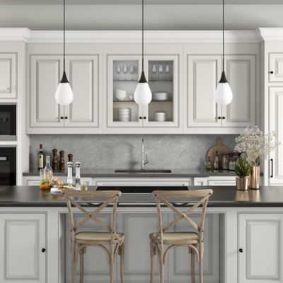 Image showing  1-Light Ambrose Glass Pendant Light, Blackened Bronze/Milk White