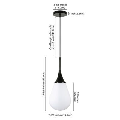 Image showing  1-Light Ambrose Glass Pendant Light, Blackened Bronze/Milk White