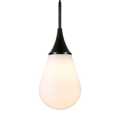 Image showing 6 th Hudson&Canal 1-Light Ambrose Glass Pendant Light, Blackened Bronze/Milk White