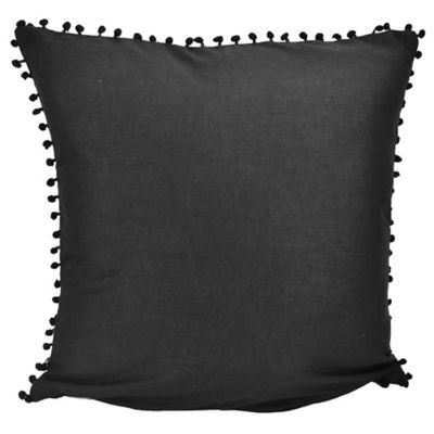 Image showing  Black Pom Pom Decorative Pillow