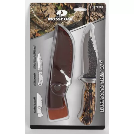 Mossy Oak 5 fixed blade knife with leather sheath Knives