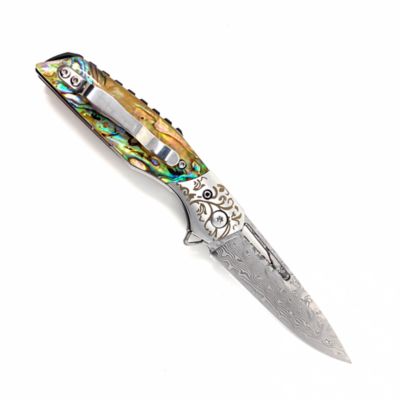 Image showing  3 in. Abalone Flipper Knife, Silver