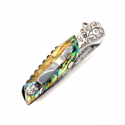 Image showing  3 in. Abalone Flipper Knife, Silver