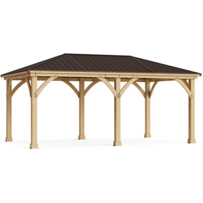 Yardistry 12 ft. x 20 ft. Meridian Cedar Gazebo with Rust-Free Aluminum Roof