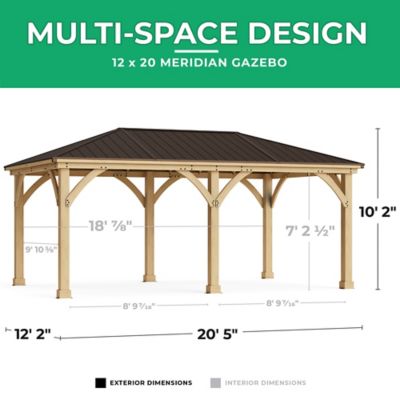 Image showing 6 th Yardistry 12 ft. x 20 ft. Meridian Cedar Gazebo with Rust-Free Aluminum Roof
