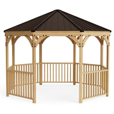 Yardistry 12 ft. Meridian Cedar Octagon Gazebo with Rust-Free Aluminum Roof