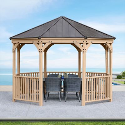 Image showing  12 ft. x 12 ft. Meridian Cedar Octagon Gazebo with Rust-Free Aluminum Roof