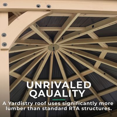 Image showing 5 th Yardistry 12 ft. x 12 ft. Meridian Cedar Octagon Gazebo with Rust-Free Aluminum Roof