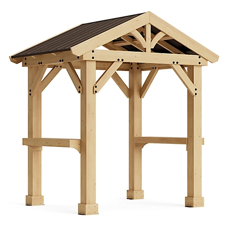 Yardistry 8 ft. x 5 ft. Cedar Meridian Grilling Pavilion with Aluminum Roof