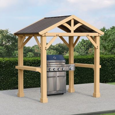 Image showing  8 ft. x 5 ft. Cedar Meridian Grilling Pavilion with Aluminum Roof