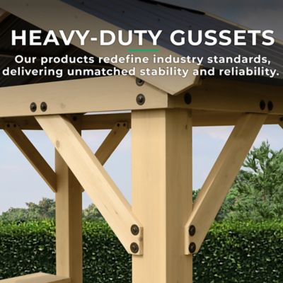 Image showing 5 th Yardistry 8 ft. x 5 ft. Cedar Meridian Grilling Pavilion with Aluminum Roof