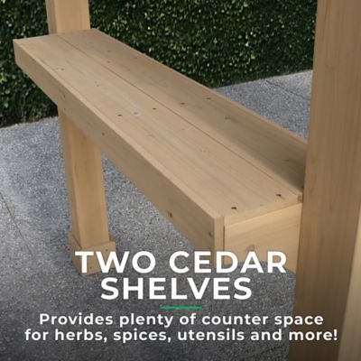 Image showing 7 th Yardistry 8 ft. x 5 ft. Cedar Meridian Grilling Pavilion with Aluminum Roof