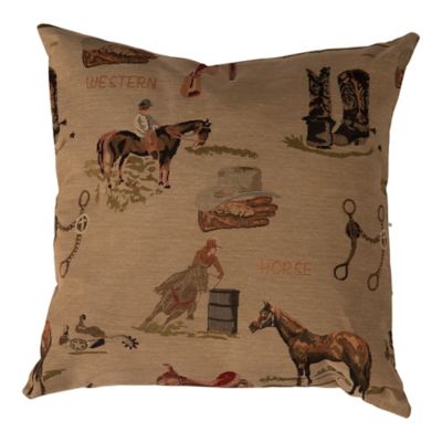 Dog Bone Pillow Neck Back Knee Travel Zippered Beige Cotton Horses 