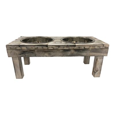 Image showing  Pet Berjen Table Double Pet Feeder, 32 oz., Small, White